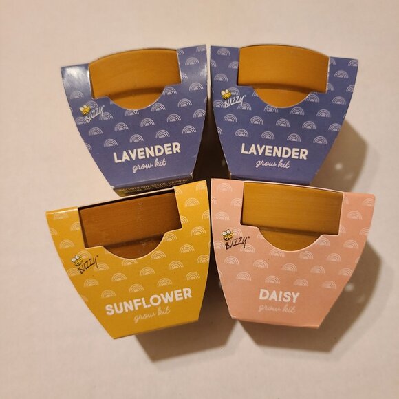 BUZZY 4 PIECE MINI GROW KIT - DAISY, SUNFLOWER, LAVENDER - Picture 2 of 3